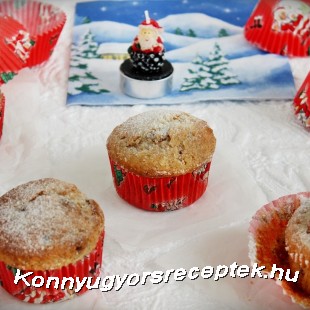 Diós-aszalt gyümölcsös muffin Diós-aszalt gyümölcsös muffin